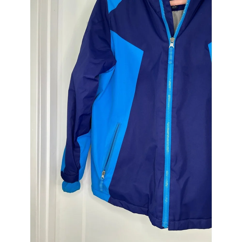 Lands End Kids Youth Ski Snow Hooded Jacket Blue Large 14‎ 16 Insulated Coat